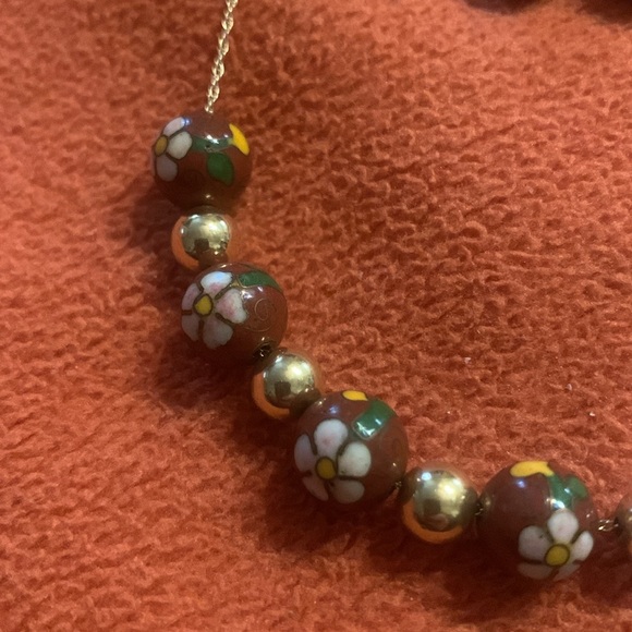 Vintage Cloisonné & Gold Bead necklace w/ extra  beads  BEAUTIFUL!!! - Picture 7 of 7